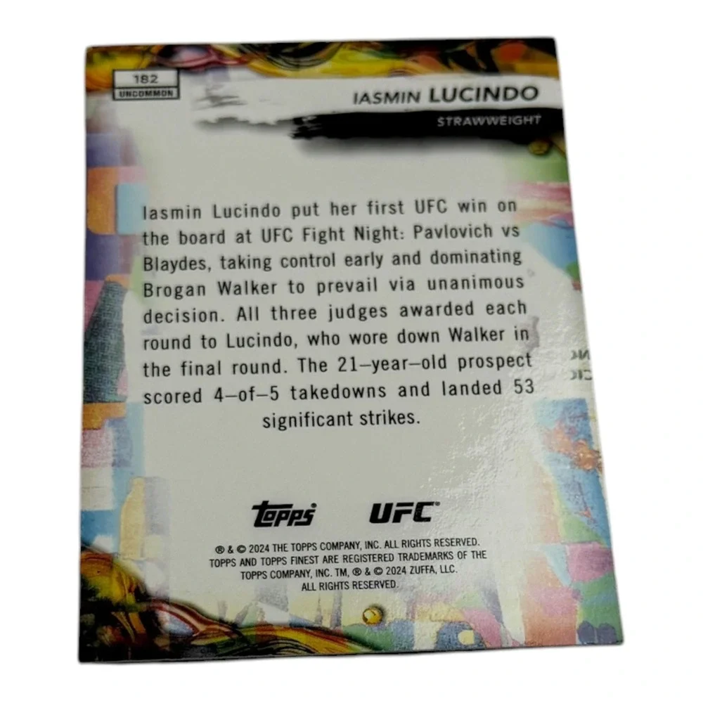 2024 Topps Finest UFC Iasmin Lucindo RC Rookie Card 182 Uncommon Strawweight